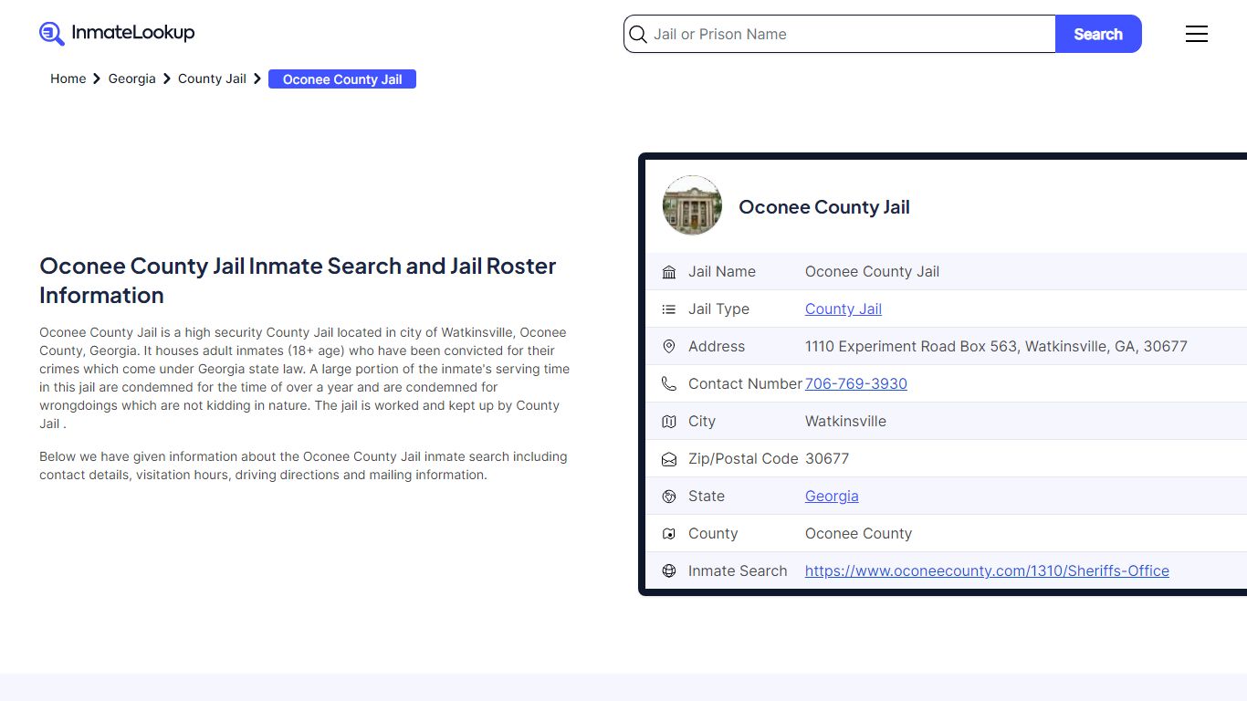 Oconee County Jail (GA) Inmate Search Georgia - Inmate Lookup