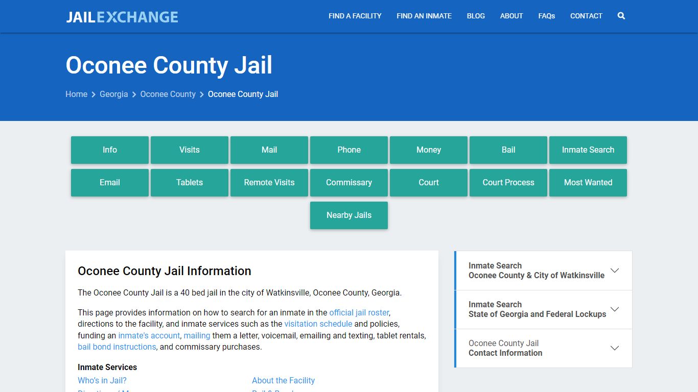 Oconee County Jail, GA Inmate Search, Information